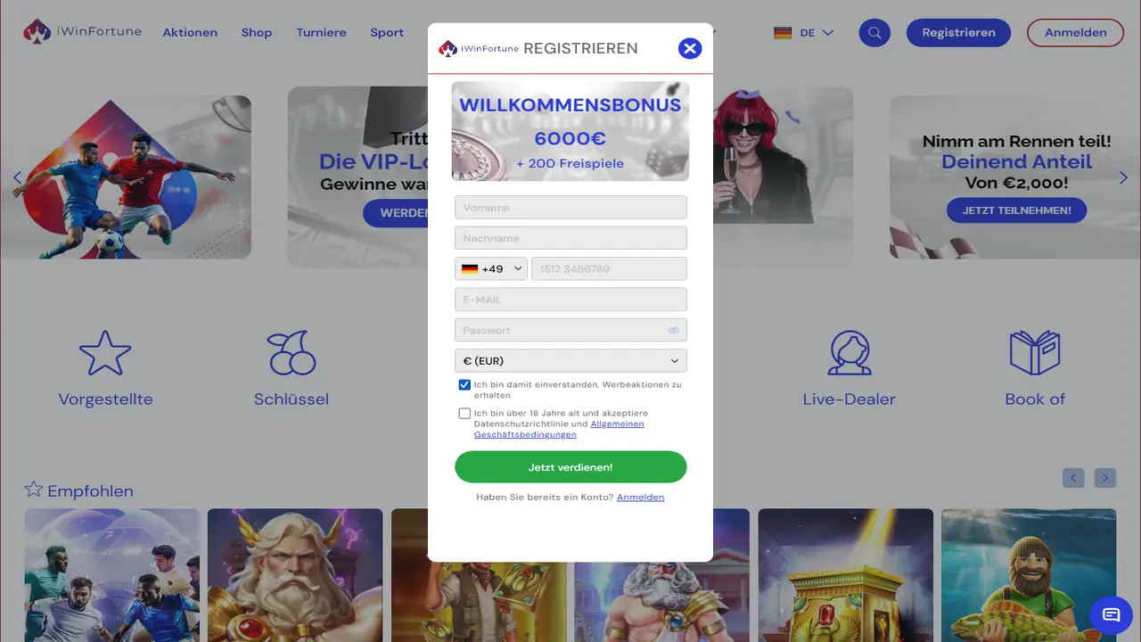 Iwinfortune Registrierung